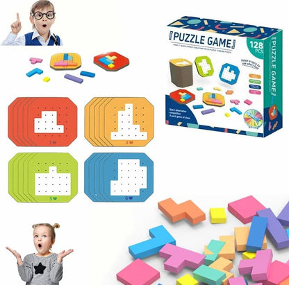 Shape Puzzles - Logik-Puzzlespiel mit 108 bunten Teilen und 20 Aufgabenkarten