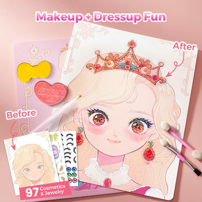 Princess Art Studio - 4-in-1-Prinzessinnen-Kunststudio | Bastelbuch mit Make-up, Schmucksteinen und Folie