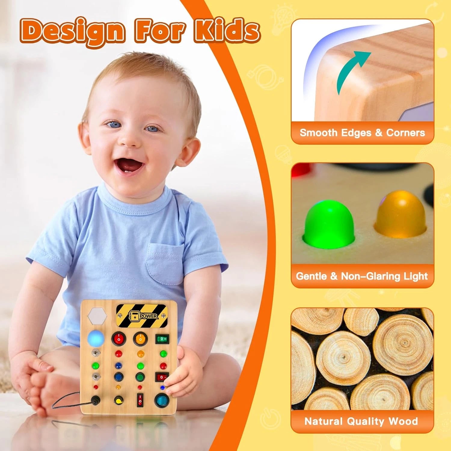 Stimilus Board - Montessori-Sinnes-Schalt-Spielzeug aus Holz