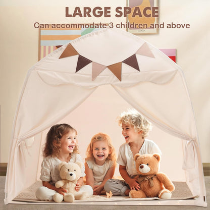 Kids Play Tent - Spielzelt mit Sternenlichtern und Fähnchen