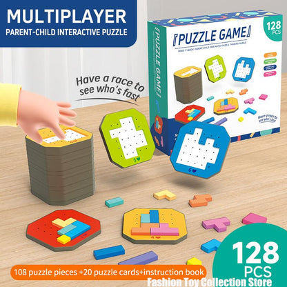 Shape Puzzles - Logik-Puzzlespiel mit 108 bunten Teilen und 20 Aufgabenkarten
