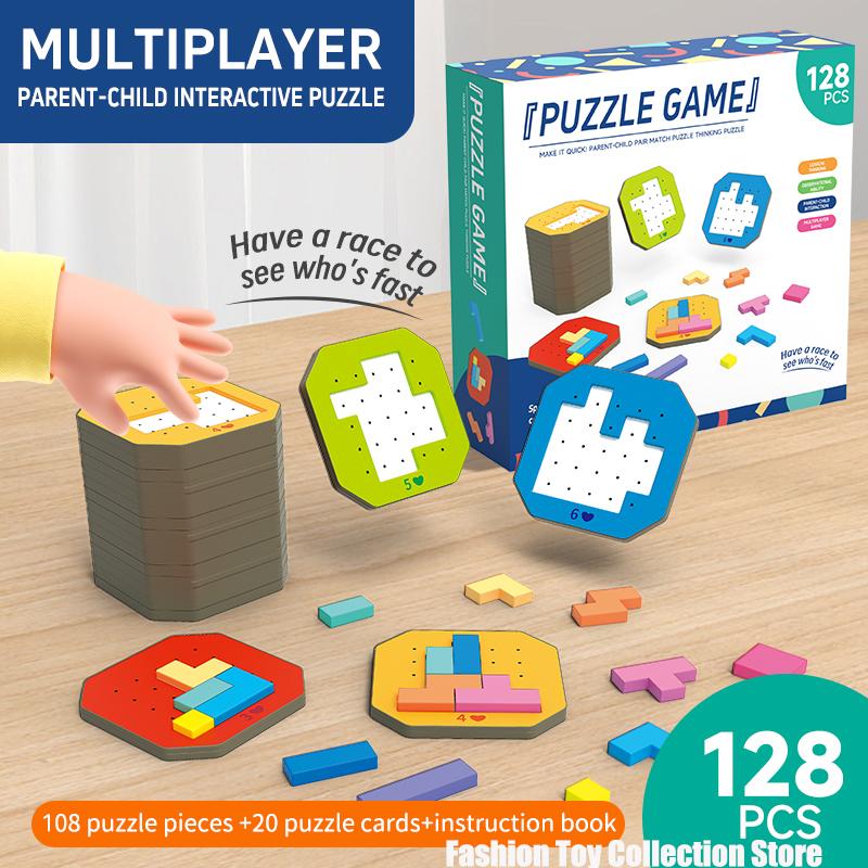 Shape Puzzles - Logik-Puzzlespiel mit 108 bunten Teilen und 20 Aufgabenkarten