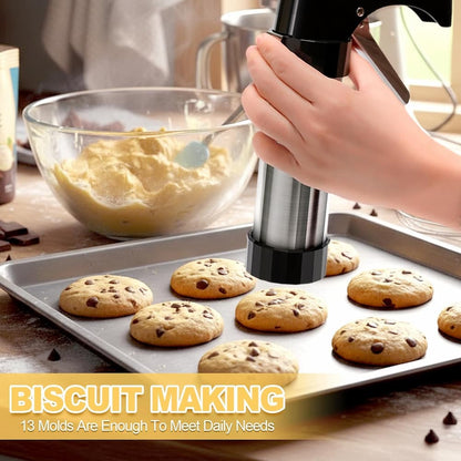 CookiePress - Edelstahl Spritzgebäckpresse Weihnachtsset — 13 Ausstechformen & 8 Tüllen