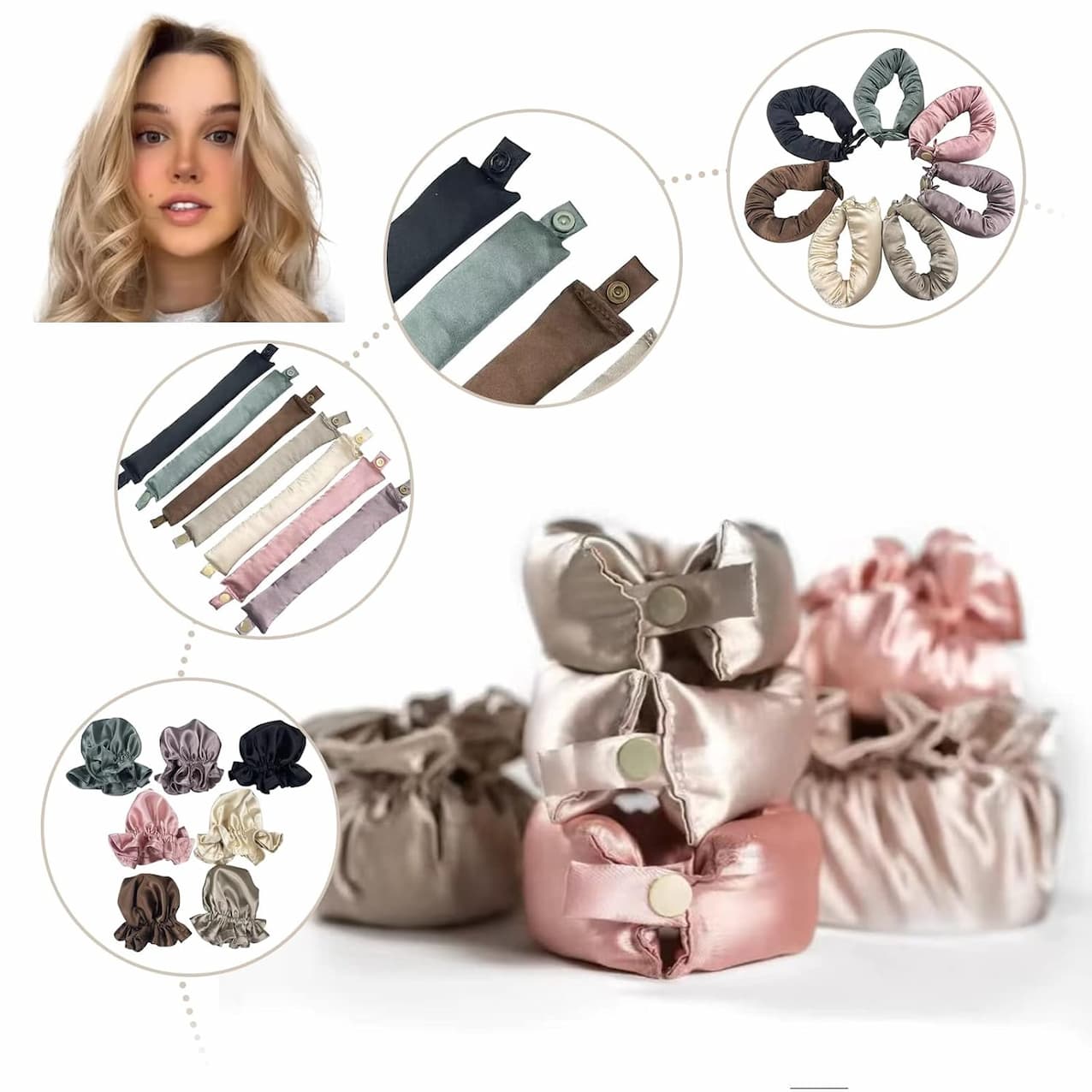 CurlingBuns - Satin-Haarwickler-Set ohne Hitze