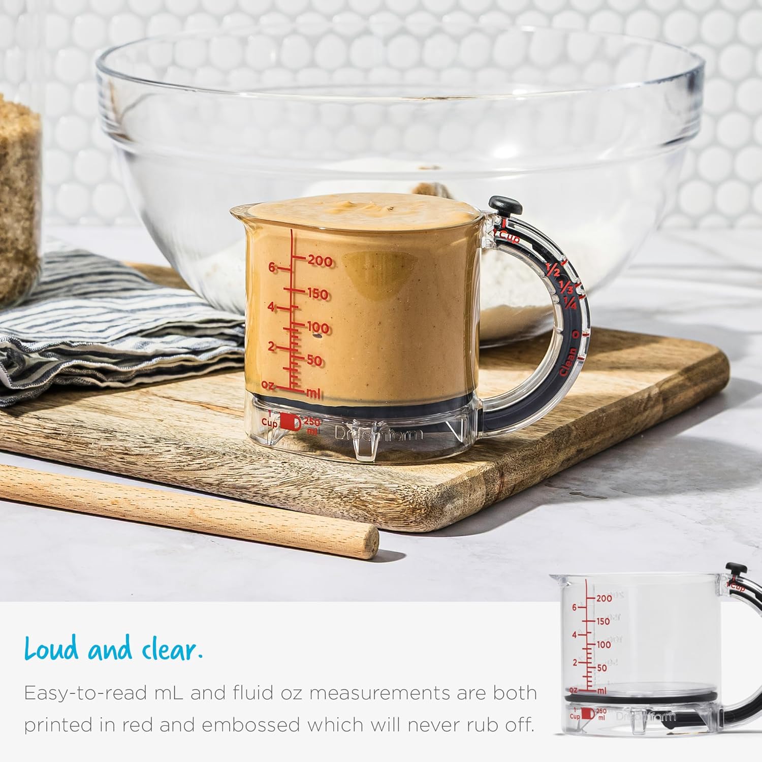MultiCup - Messbecher mit verstellbarem Boden — 1 Cup bis ¼ Cup in einem