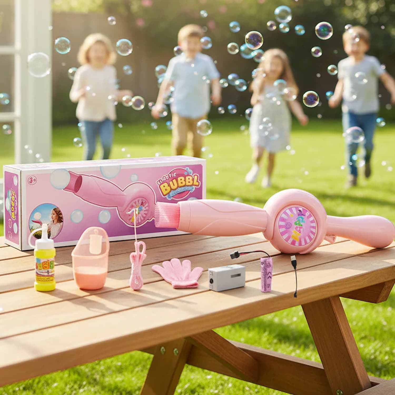 Bubble Wand - Nebelgefüllte Blasen mit Licht und Musik