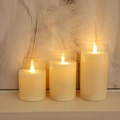 SferaCandle - Realistisches Elektro-Kerzen Set — Sicheres Kerzenlicht ohne Feuergefahr [3er Set]