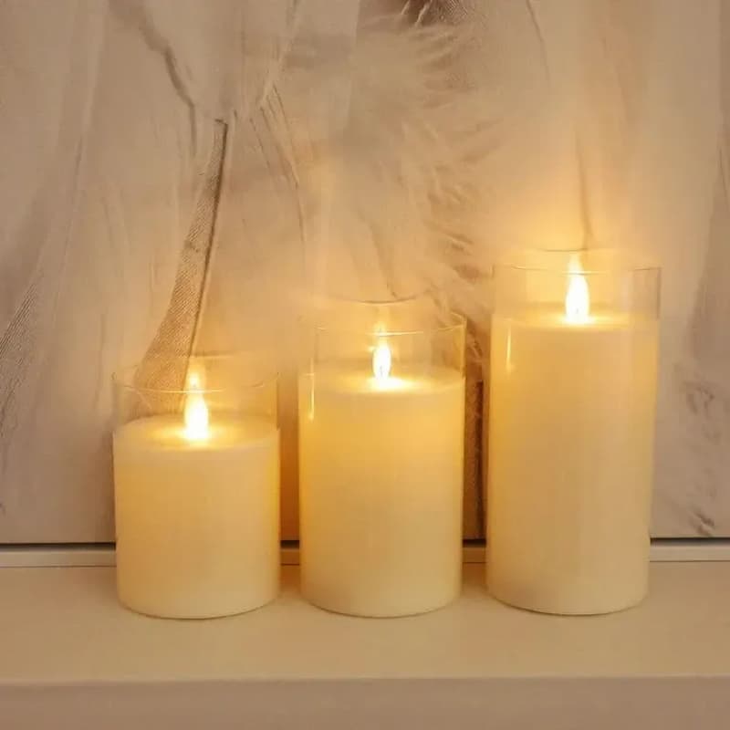 SferaCandle - Realistisches Elektro-Kerzen Set — Sicheres Kerzenlicht ohne Feuergefahr [3er Set]