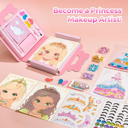 Princess Art Studio - 4-in-1-Prinzessinnen-Kunststudio | Bastelbuch mit Make-up, Schmucksteinen und Folie