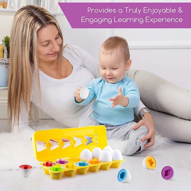 Egg Shapes - Montessori-Eier-Spielzeug – Puzzle zum Sortieren nach Farbe und Form für Kleinkinder: Förderung der Feinmotorik