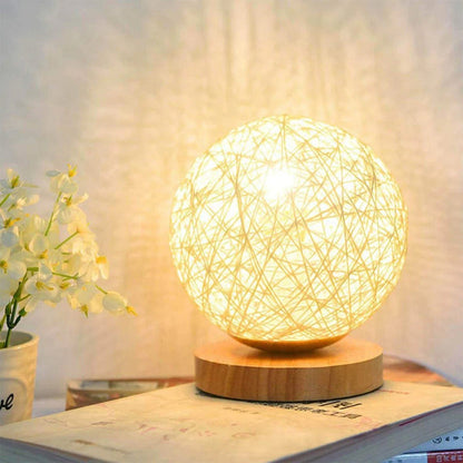 Rotan Ball Lamp - Tischlampe Rattan Kugel 30 cm mit Dimmfunktion