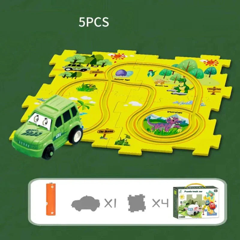 PuzzleTrack - Lernpuzzle-Rennbahn mit Elektrofahrzeugen