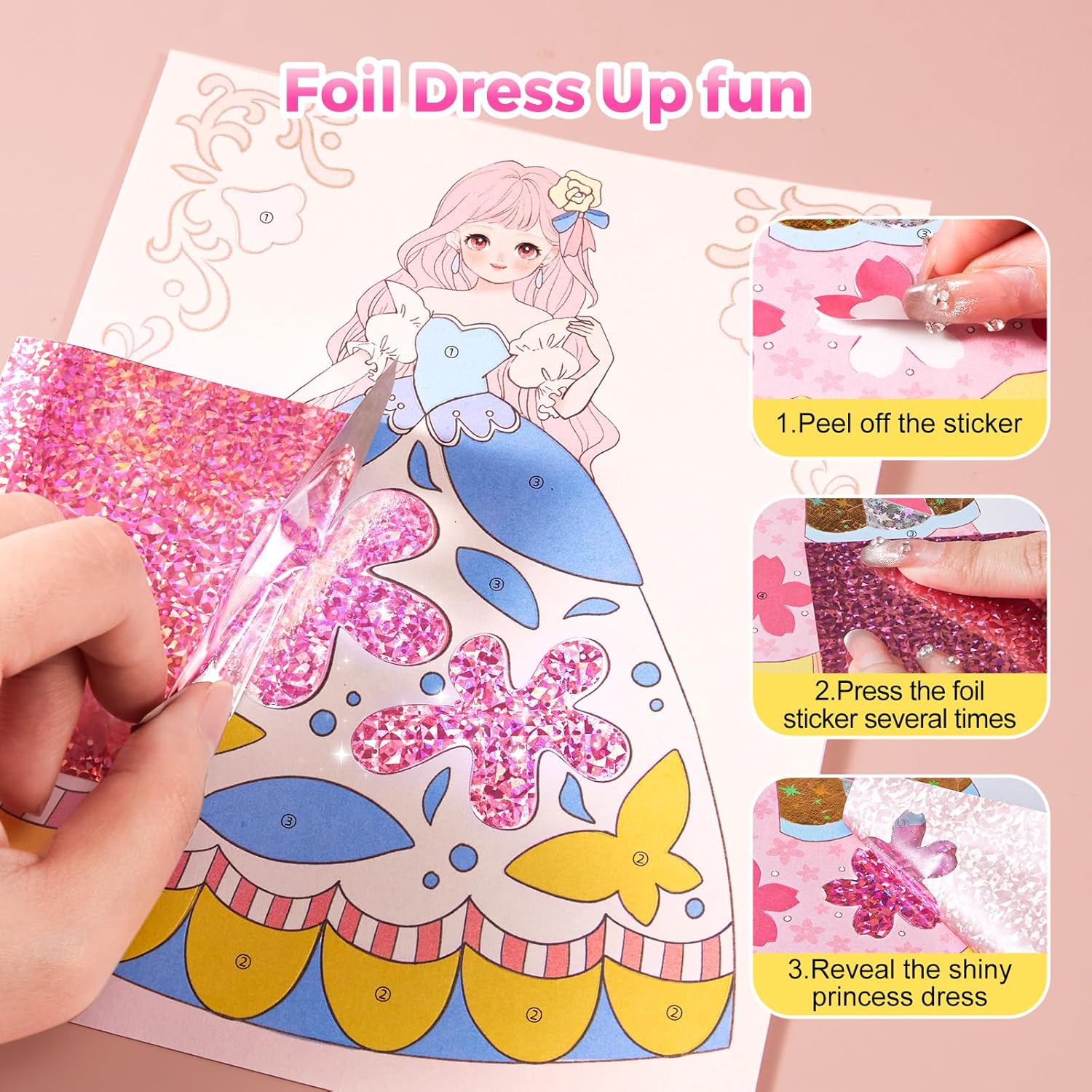 Princess Art Studio - 4-in-1-Prinzessinnen-Kunststudio | Bastelbuch mit Make-up, Schmucksteinen und Folie