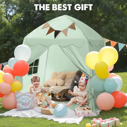 Kids Play Tent - Spielzelt mit Sternenlichtern und Fähnchen