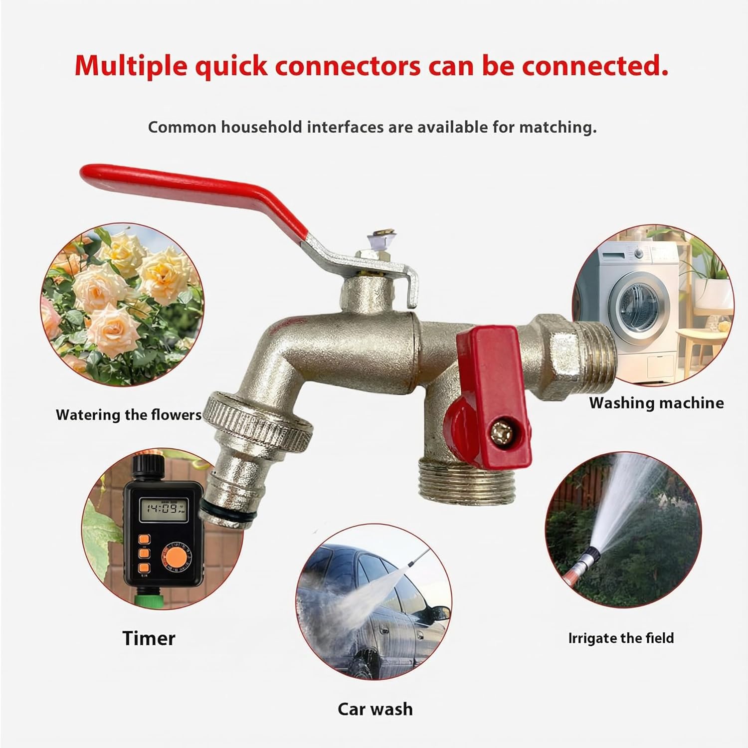 Double Garden Faucet - Doppel-Wasserhahn Edelstahl mit 2 Ausgängen