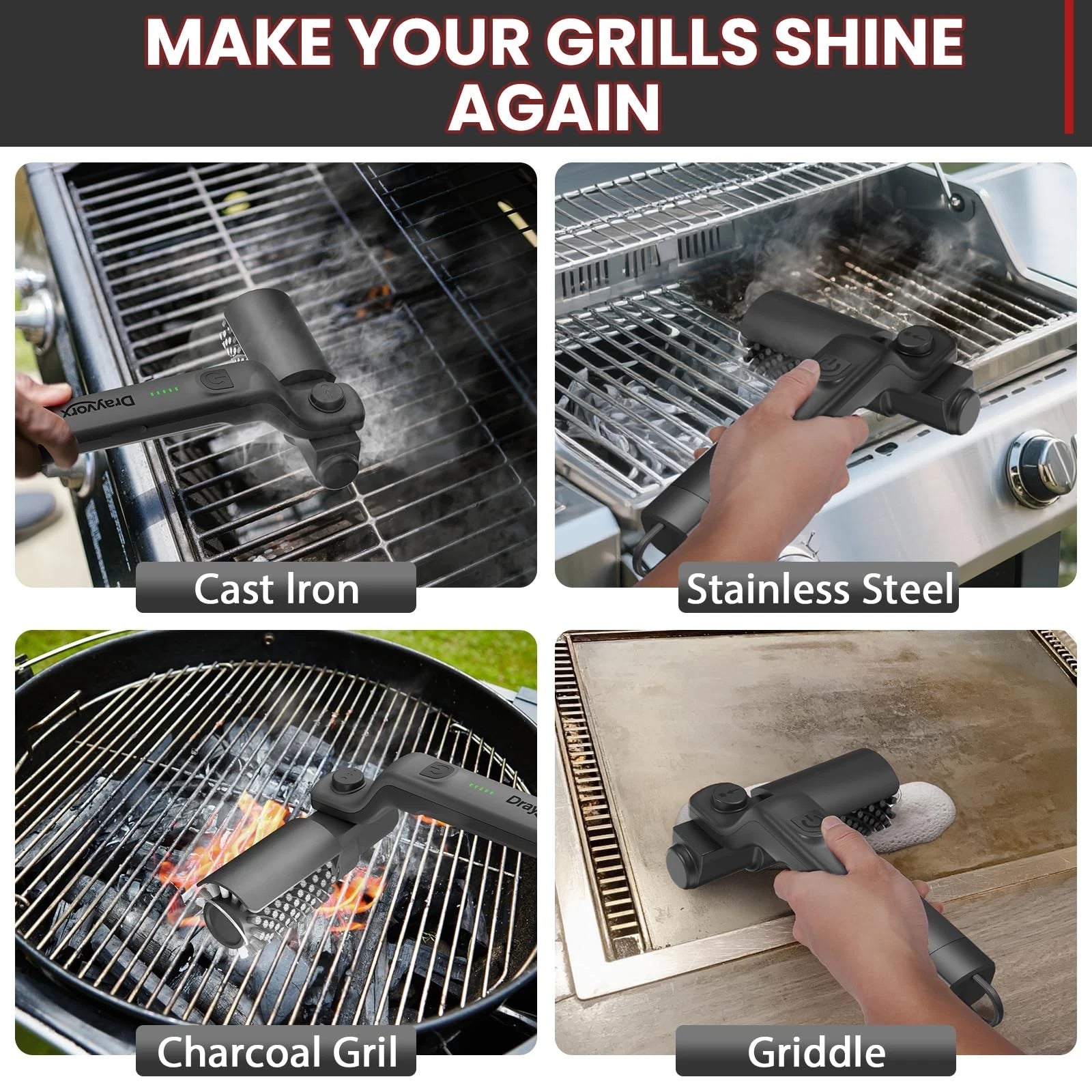 Electric BBQ Grill Brush - So reinigen Sie Ihren Grill am effektivsten | Kabellos und wiederaufladbar