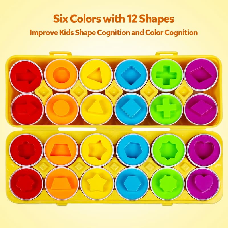 Egg Shapes - Montessori-Eier-Spielzeug – Puzzle zum Sortieren nach Farbe und Form für Kleinkinder: Förderung der Feinmotorik