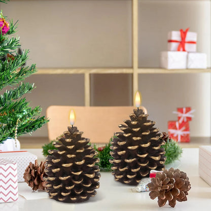 PineconeCandle - Batteriebetriebene Zapfenkerze — Sichere Flammenlose LED-Leuchte