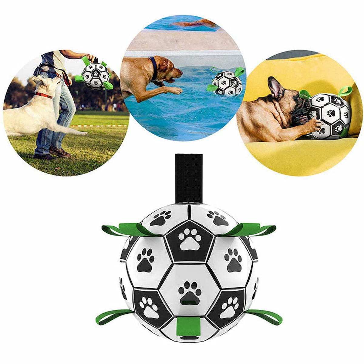 Loop Ball - Ein Fußball für Hunde, der sich leicht mit den Zähnen greifen lässt