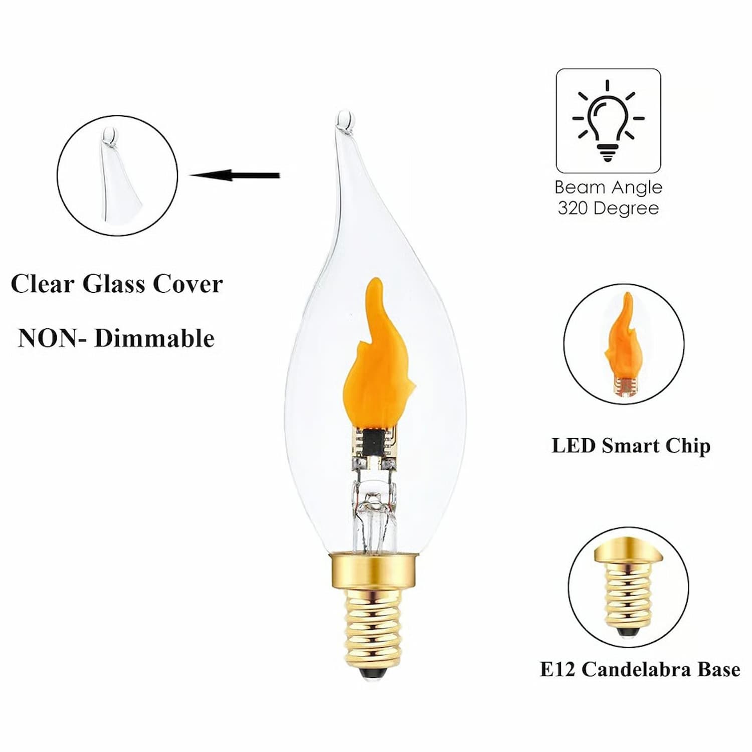 FlameBulb - LED Flackerlicht Birne (E12) — Gemütliche Beleuchtung für Flur & Eingang  [1+1 GRATIS!!]