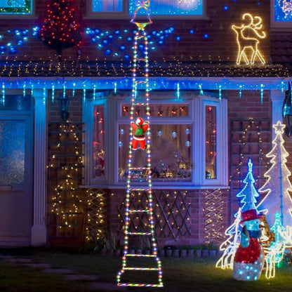 SantaLadder - Kletternder Weihnachtsmann mit LED-Lichterkette – Festliche Deko für Ihr Zuhause