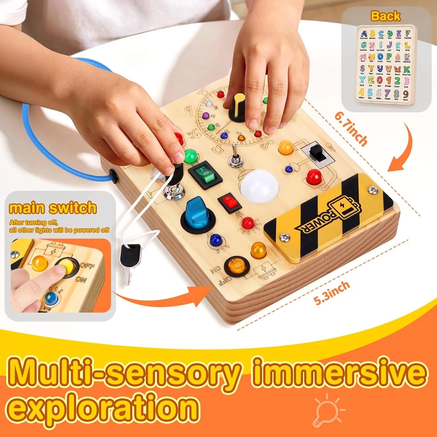 Stimilus Board - Montessori-Sinnes-Schalt-Spielzeug aus Holz
