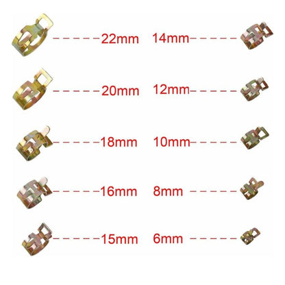 SpringClamp - Set mit 100 elastischen Metallklemmen für Schläuche – Durchmesser 6–22 mm