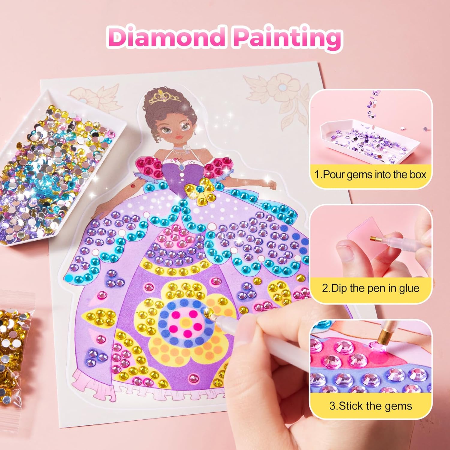 Princess Art Studio - 4-in-1-Prinzessinnen-Kunststudio | Bastelbuch mit Make-up, Schmucksteinen und Folie