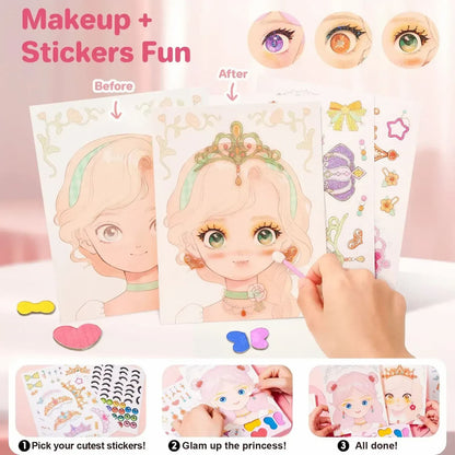 Princess Art Studio - 4-in-1-Prinzessinnen-Kunststudio | Bastelbuch mit Make-up, Schmucksteinen und Folie