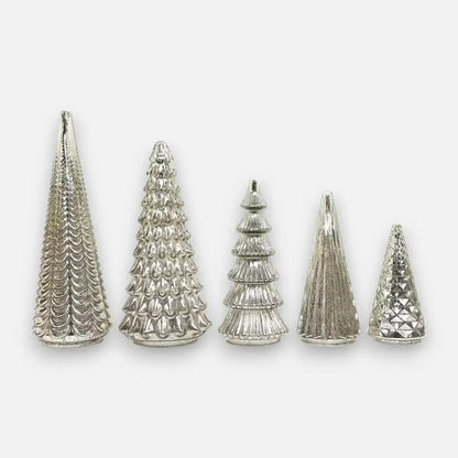 SilverSpurs - Leuchtende Quecksilber-Tannen — Glänzender Mittelpunkt für Ihr Zuhause [5er Set ]