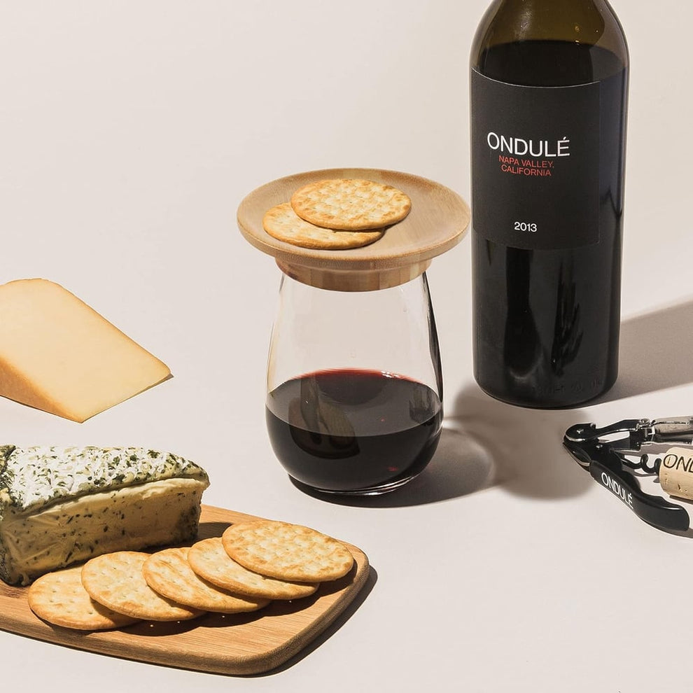 WineGlassPlate - Bambus-Weinglas-Snackhalter — Eleganter Snackhalter für Weinabende