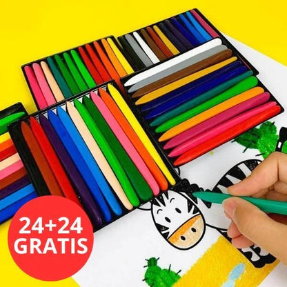 Rainbow Colors - Wasserfeste Bio-Wachsmalkreiden (48 Farben)