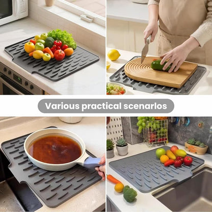 DrainMat - Silikon-Trocknungs- und Hitzeschutzmatte — Flexibel & BPA-frei