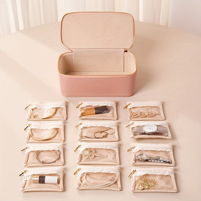 Jewellery Case - Schmuck-Reisebox mit 12 Samtbeuteln – Verknötungsfrei