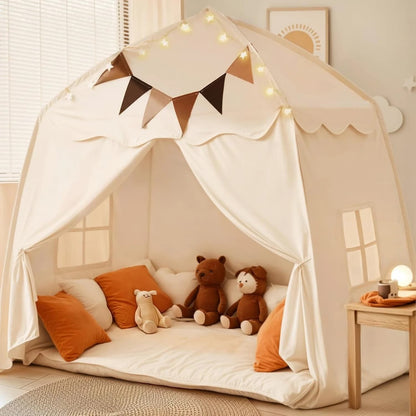 Kids Play Tent - Spielzelt mit Sternenlichtern und Fähnchen