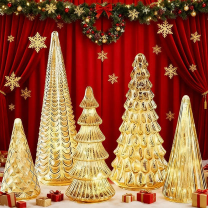 SilverSpurs - Leuchtende Quecksilber-Tannen — Glänzender Mittelpunkt für Ihr Zuhause [5er Set ]