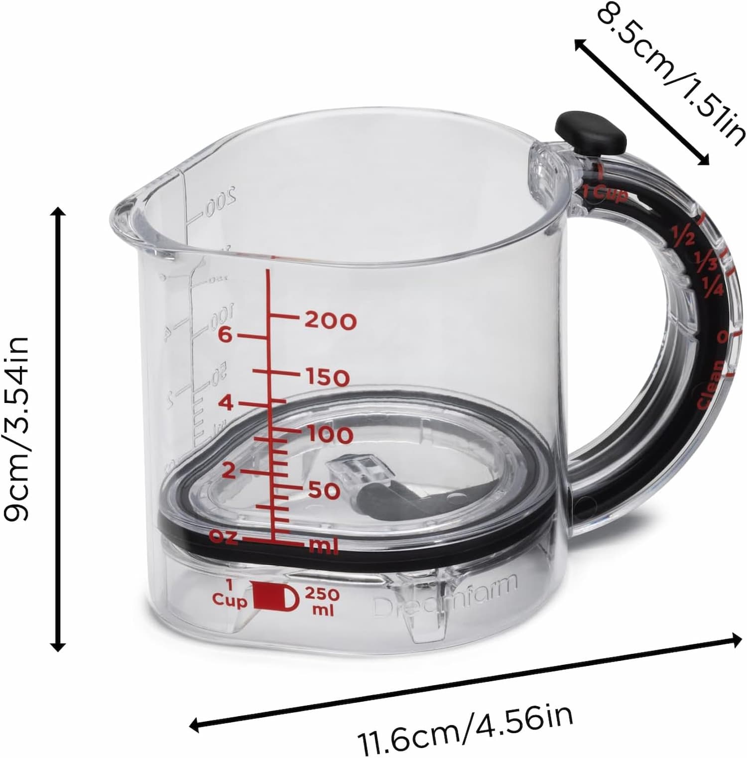 MultiCup - Messbecher mit verstellbarem Boden — 1 Cup bis ¼ Cup in einem