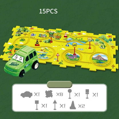 PuzzleTrack - Lernpuzzle-Rennbahn mit Elektrofahrzeugen