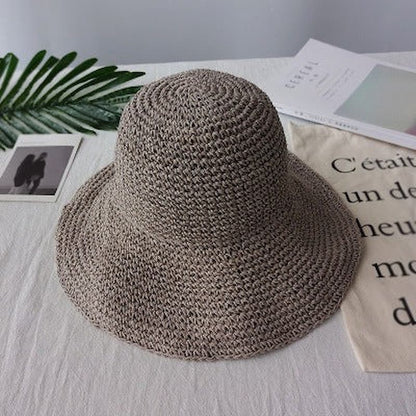 Sun Hat - Sonnenhut Stroh geflochten mit breiter Krempe
