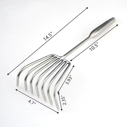 GardenClaw - Gartenrechen aus Edelstahl — Stabiler Handrechen mit rutschfestem Griff
