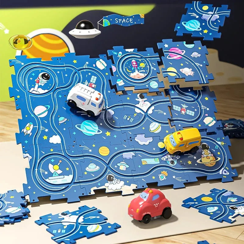 PuzzleTrack - Lernpuzzle-Rennbahn mit Elektrofahrzeugen