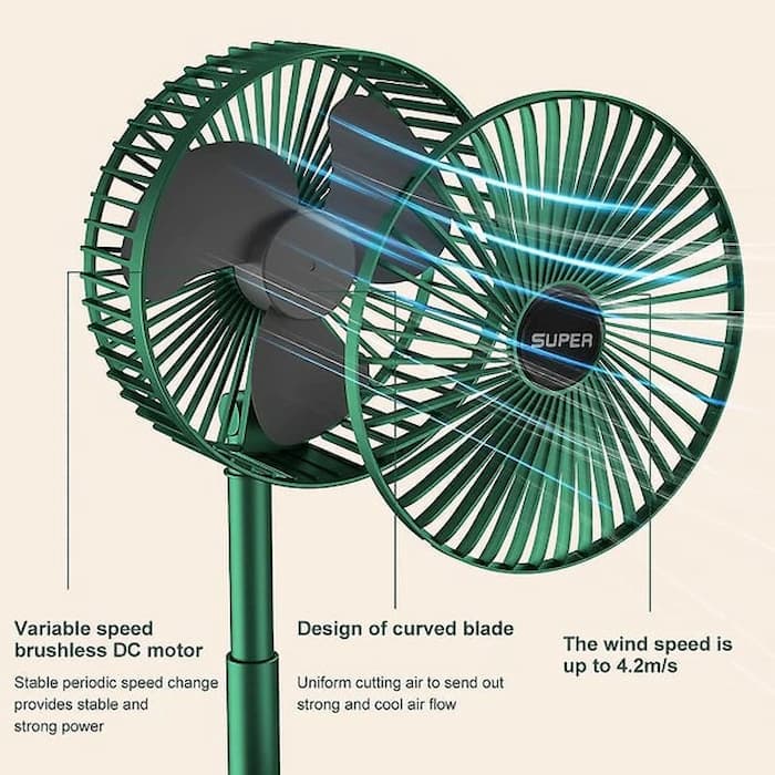 FoldFan - Wiederaufladbarer klappbarer Teleskop - Tischventilator - Frest